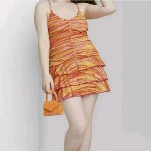 Wild Fable Women's Orange-Pink Zigzag Mini Dress Size Large